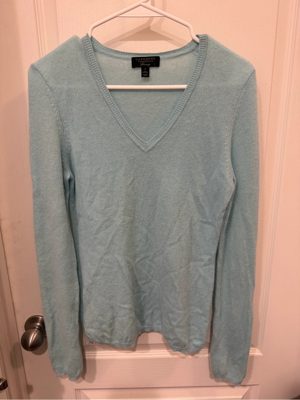 Charter Club Luxury Women’s S Blue 100% Cashmere V Neck Sweater